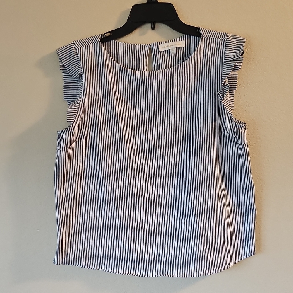 Monteau Striped Blue and White Women's‎ Top XL